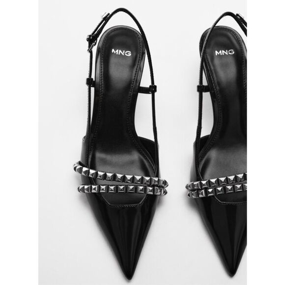 MNG BY MANGO Studded slingback kitten heel shoes sz 38 US 7.5 NEW - Picture 7 of 7